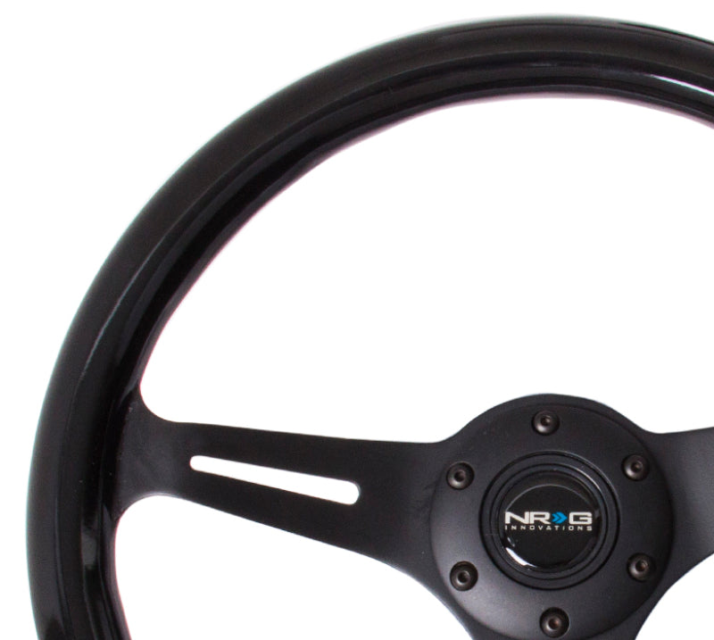 NRG Classic Wood Grain Steering Wheel (350mm) Black Paint Grip w/Black 3-Spoke Center ST-015BK-BK