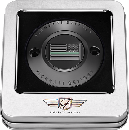 FIGURATI DESIGNS Timing Cover - 2 Hole - American - Green Line - Black FD72-TC-2H-BLK