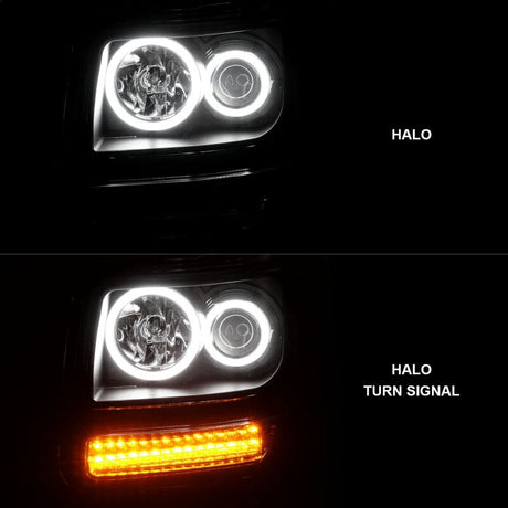 ANZO 2007-2012 Dodge Nitro Projector Headlights w/ Halo Black (CCFL) G2 111145