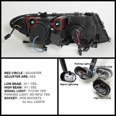 Spyder BMW E46 3-Series 02-05 4DR Projector Headlights 1PC LED Halo Blk PRO-YD-BMWE4602-4D-AM-BK 5042415