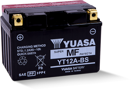Yuasa YT12A-BS Maintenance Free AGM 12 Volt Battery (Bottle Supplied)