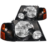 ANZO 2002-2005 Ford Explorer Crystal Headlights Black w/ Corner Lights 2pc 111071
