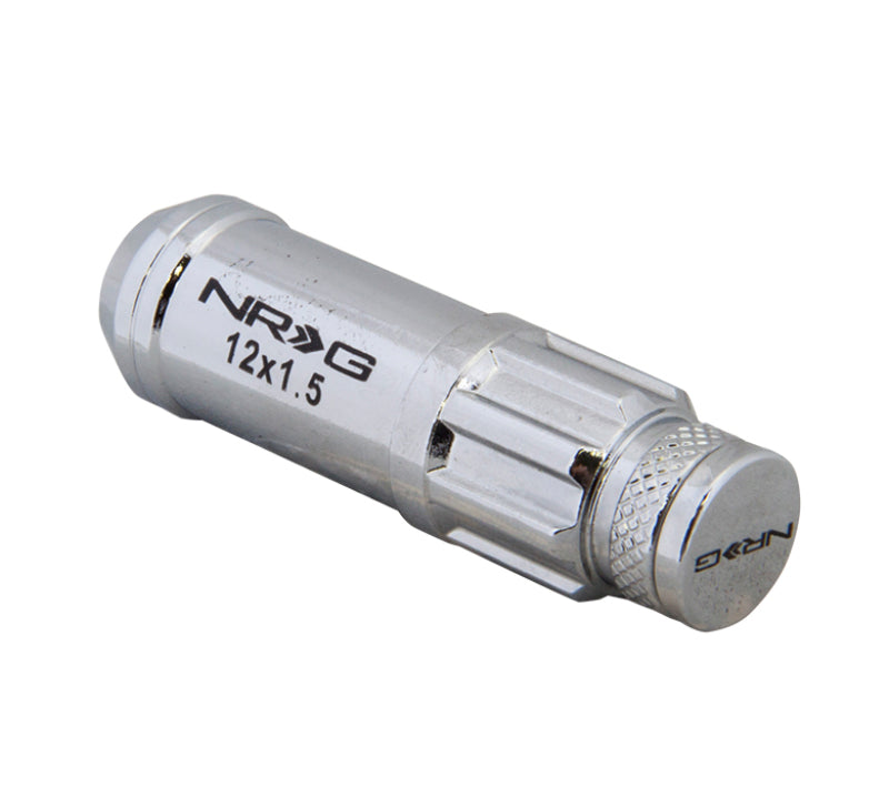 NRG 700 Series M12 X 1.5 Steel Lug Nut w/Dust Cap Cover Set 21 Pc w/Locks & Lock Socket - Silver LN-LS700SL-21