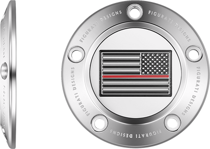 FIGURATI DESIGNS Timing Cover - 5 Hole - American - Red Line - Stainless Steel FD73-TC-5H-SS