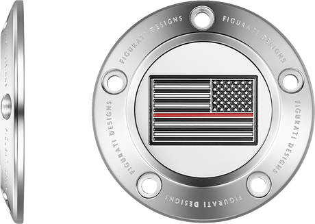 FIGURATI DESIGNS Timing Cover - 5 Hole - American - Red Line - Stainless Steel FD73-TC-5H-SS