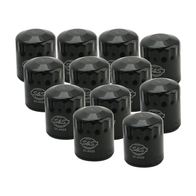 S&S Cycle 99-18 BT/2017+ M8/X-Wedge Black Oil Filter - 12 Pack 310-0241