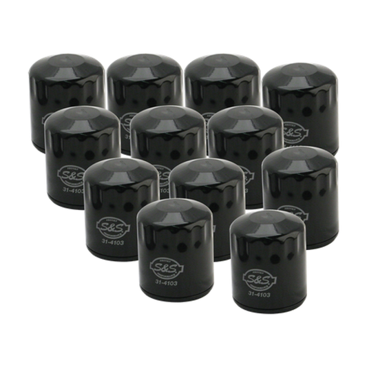 S&S Cycle 99-18 BT/2017+ M8/X-Wedge Black Oil Filter - 12 Pack 310-0241