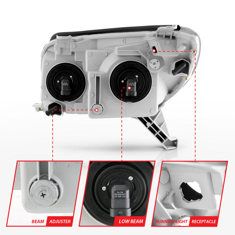 ANZO 2003-2005 Toyota 4Runner Crystal Headlights Black 111394