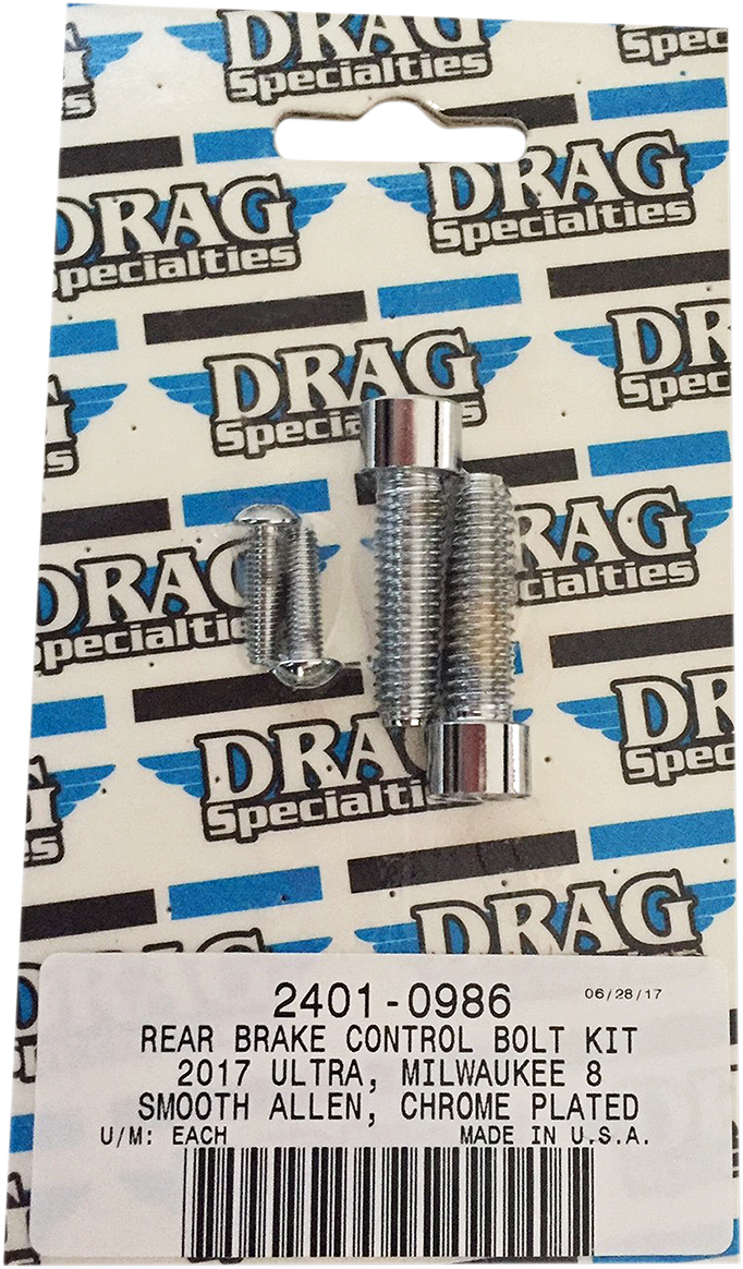 DRAG SPECIALTIES Kit de pernos lisos de freno trasero - Cromado - M8 MK785S 