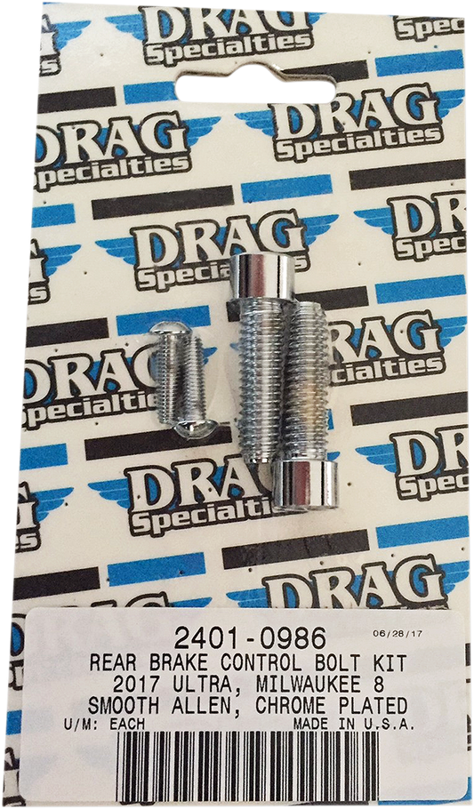 DRAG SPECIALTIES Kit de pernos lisos de freno trasero - Cromado - M8 MK785S 