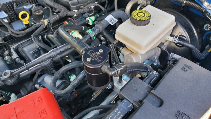 J&L 2021.5-2022 Ford Bronco 2.3L EcoBoost Oil Separator 3.0 Passenger Side - Black Anodized 3075P-B