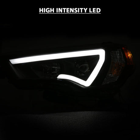 ANZO 14-18 Toyota 4 Runner Plank Style Projector Headlights Black w/ Amber 111416