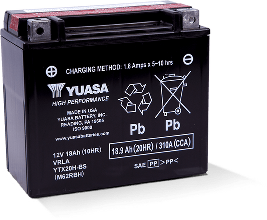 Yuasa YTX20H-BS High Performance AGM 12 Volt Battery (Bottle Supplied)