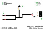 Diode Dynamics Light Duty Dual Output 3-way 4-pin Wiring Harness DD4092