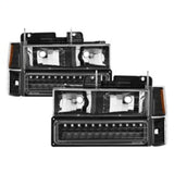 Xtune 92-94 Blazer Full Size Corner/LED Bumper Headlights Black HD-JH-CCK88-LED-AM-BK-SET 5069542