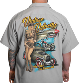 LETHAL THREAT Flying Tiger Pinup Shop Shirt - Gray - Medium DG60158M