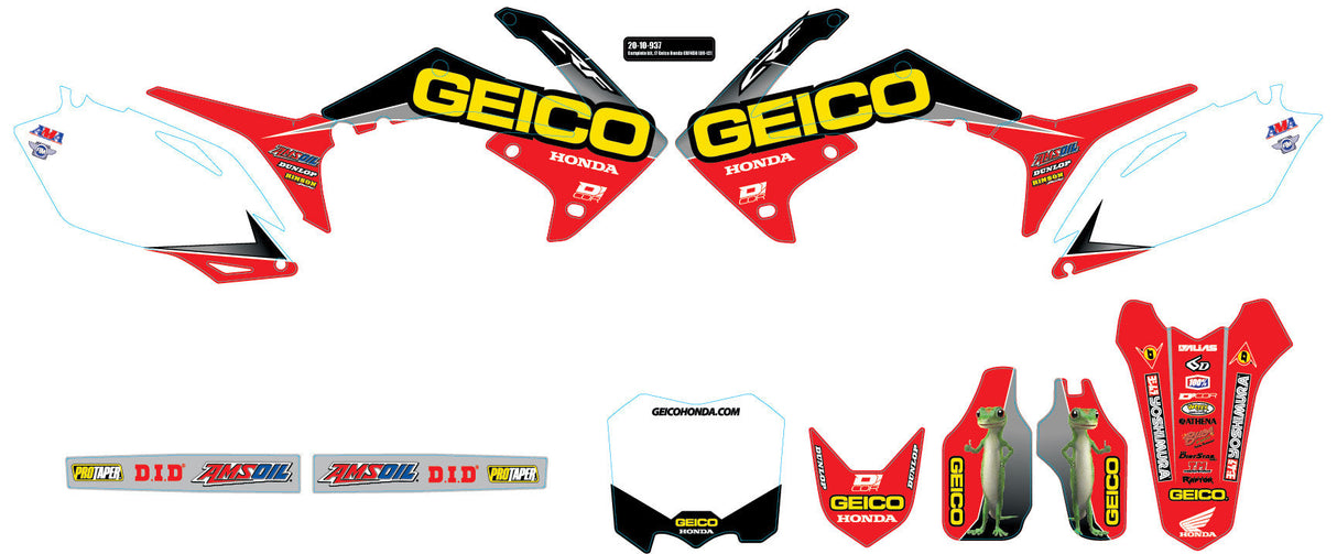 D-COR 17 Geico Honda Complete Graphic Kit White 20-10-937