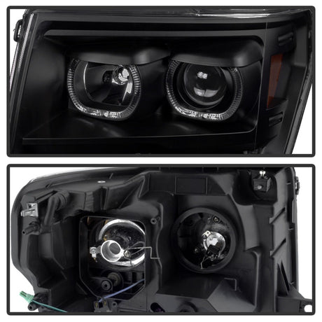 Xtune Ford F150 09-14 Projector Headlights Halogen Model Only LED Halo Black PRO-JH-FF15009-CFB-BK 9032226