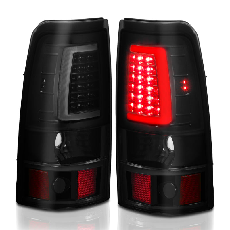 ANZO 1999-2002 Chevy Silverado 1500 LED Taillights Plank Style Black w/Smoke Lens 311331