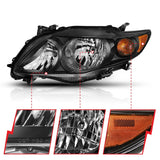 ANZO 2009-2010 Toyota Corolla Crystal Headlight Black Amber 121541