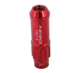 NRG 700 Series M12 X 1.5 Steel Lug Nut w/Dust Cap Cover Set 21 Pc w/Locks & Lock Socket - Red LN-LS700RD-21
