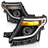 ANZO 11-15 Ford Explorer (w/Factory Halogen HL Only) Projector Headlights w/Light Bar Black Housing 111575