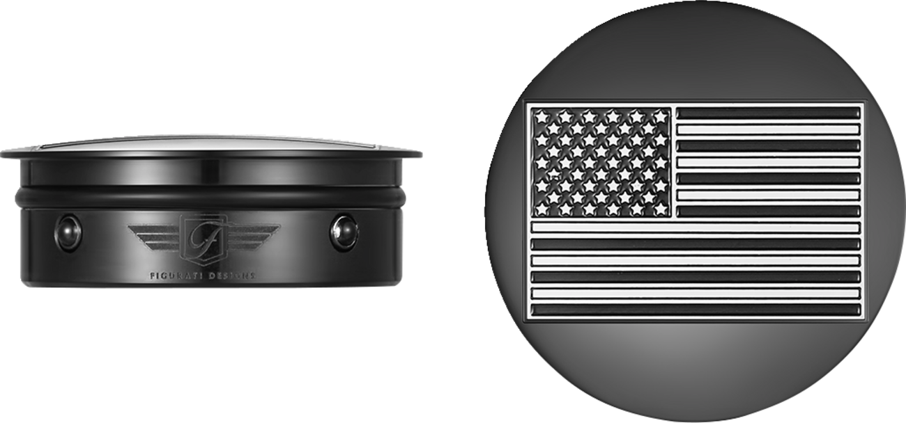 FIGURATI DESIGNS Swing Arm Covers - Black Contrast Cut American Flag - Custom - Reversed - Black FD26R-AF-CC-BK