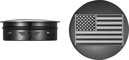 FIGURATI DESIGNS Swing Arm Covers - Black Contrast Cut American Flag - Custom - Reversed - Black FD26R-AF-CC-BK