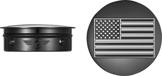 FIGURATI DESIGNS Swing Arm Covers - Black Contrast Cut American Flag - Custom - Reversed - Black FD26R-AF-CC-BK