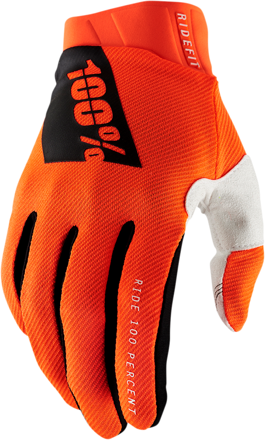 100% Ridefit Gloves - Fluorescent Orange - Large 10010-00007
