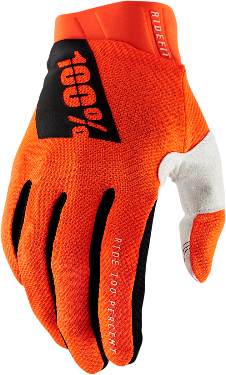 100% Ridefit Gloves - Fluorescent Orange - Small 10010-00005