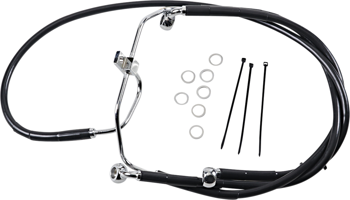 DRAG SPECIALTIES Brake Line - Front - Black - +10" - FXDF '08-'17 660325-10BLK