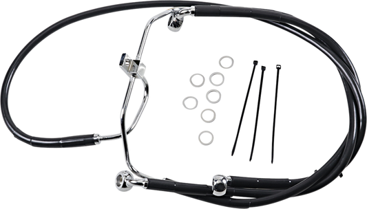 DRAG SPECIALTIES Brake Line - Front - Black - +10" - FXDF '08-'17 660325-10BLK