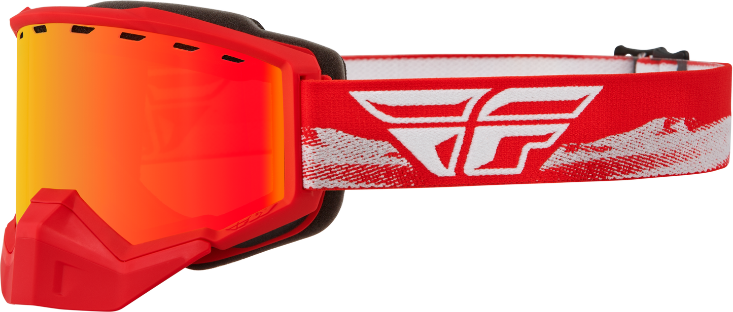 FLY RACING Focus Snow Goggle Red/Grey W/ Red Mirror/Amber Lens 37-50079