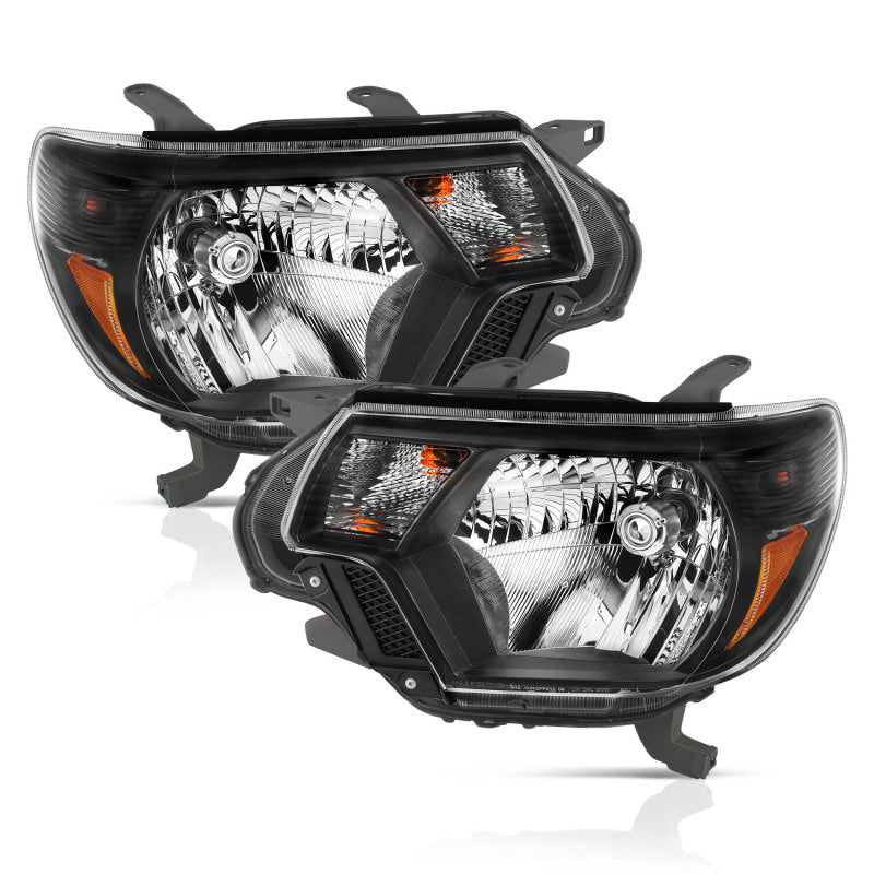 ANZO 2012-2015 Toyota Tacoma Crystal Headlights Black 111395