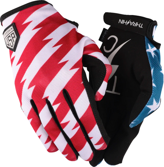 THRASHIN SUPPLY CO. Stars & Bolts Stealth Gloves - Red/Blue - Small SV1-12-08