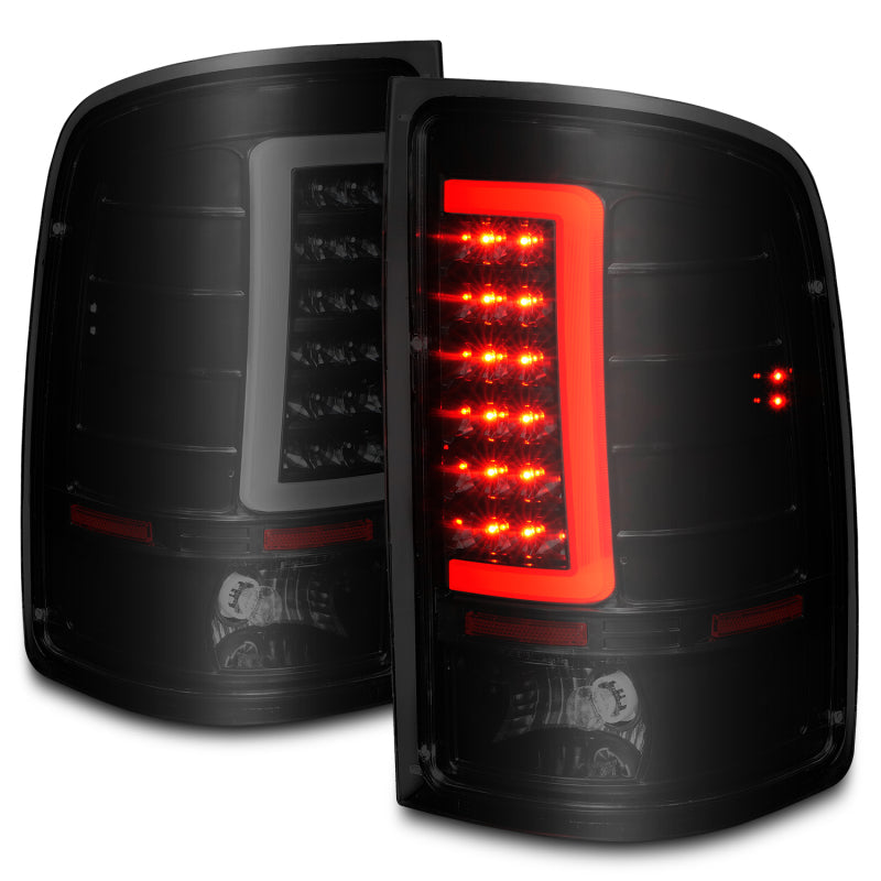 ANZO 2007-2013 GMC Sierra LED Tail Lights w/ Light Bar Black Housing Smoke Lens 311389