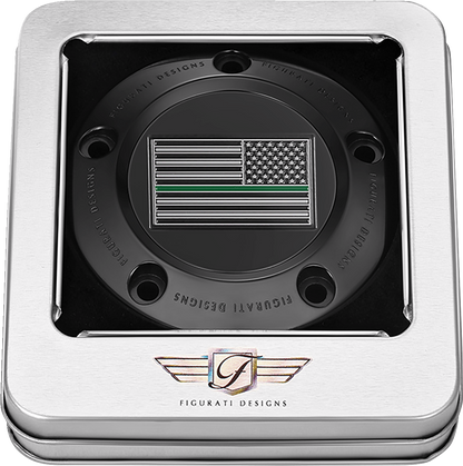 FIGURATI DESIGNS Timing Cover - 5 Hole - American - Green Line - Black FD72-TC-5H-BLK