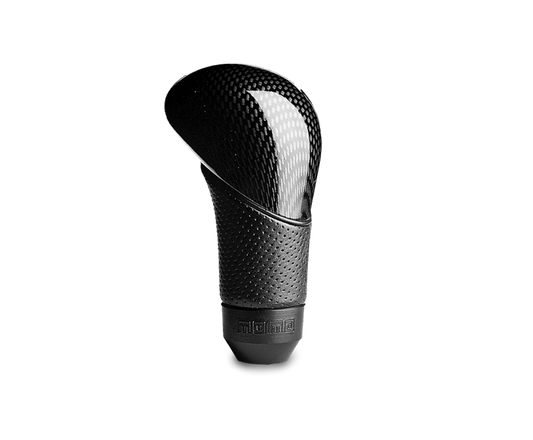 Momo Shadow Shift Knob - Black Airleather, Carbon Effect Insert SUBKCA