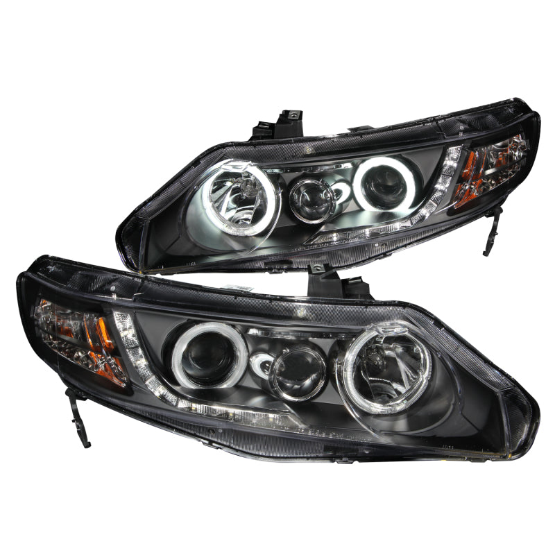 ANZO 2006-2011 Honda Civic Projector Headlights w/ Halo Black (CCFL) 121454