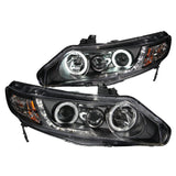 ANZO 2006-2011 Honda Civic Projector Headlights w/ Halo Black (CCFL) 121454