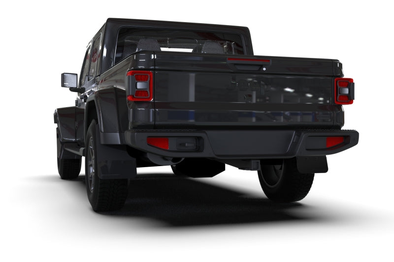 Rally Armor 19-23 Jeep JT Gladiator Mojave/Rubicon Black Mud Flap w/ Metallic Black Logo MF104-BLK-MBK