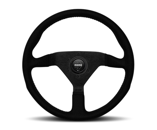 Momo Montecarlo Alcantara Steering Wheel 320 mm - Black/Black Stitch/Black Spokes MCL32AL1B