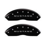 MGP 4 Caliper Covers Engraved Front Mustang Engraved Rear S197/GT Black finish silver ch 10197SMG2BK