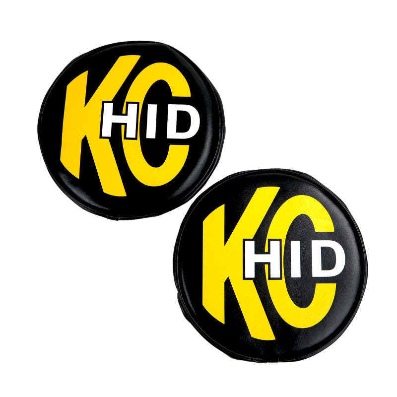 KC HiLiTES 8in. Round Soft Cover HID (Pair) - Black w/Yellow Brushed KC Logo 5818