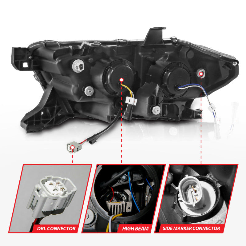 ANZO 16-22 Toyota Tacoma LED Projector Headlights w/ Light Bar Sequential Black Housing w/Initiation 111563