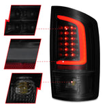 ANZO 2002-2006 Dodge  Ram 1500 LED Tail Lights w/ Light Bar Black Housing Smoke Lens 311369