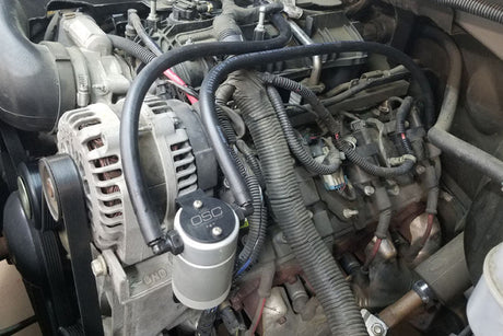 J&L 97-13 Chevy/GM Truck/SUV 4.8L/5.3L/6.0L/6.2L Driver Side Oil Separator 3.0 - Clear Anodized 3084D-C