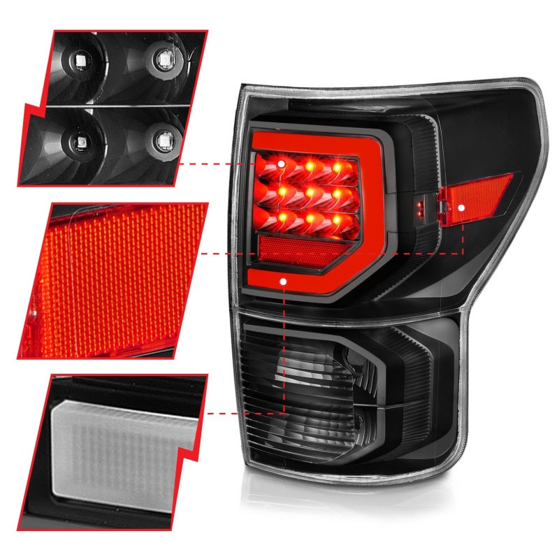Anzo 07-11 Toyota Tundra Full LED Tailights Black Housing Clear Lens G2 (w/C Light Bars) 311386