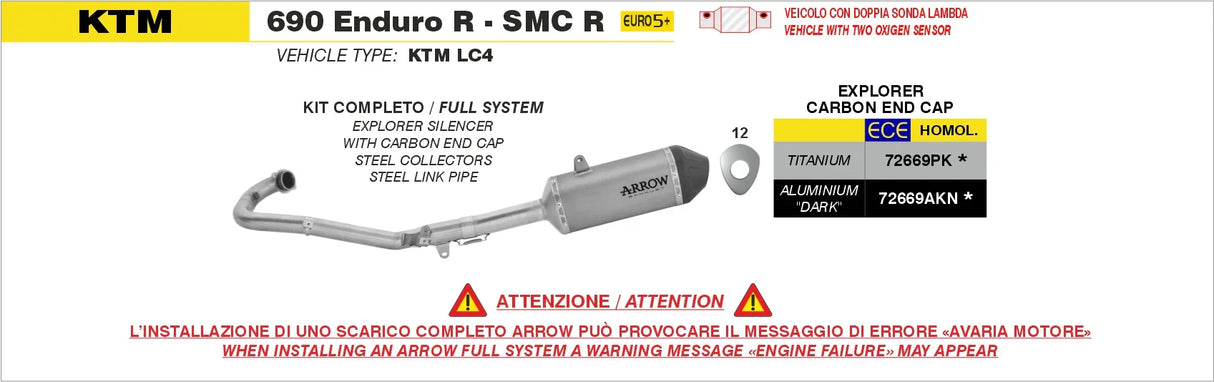 Arrow Husqvarna 701 Enduro/Supermoto E5+ '25/'26 Full System With Explorer Titanium Exhaust - 72669pk
